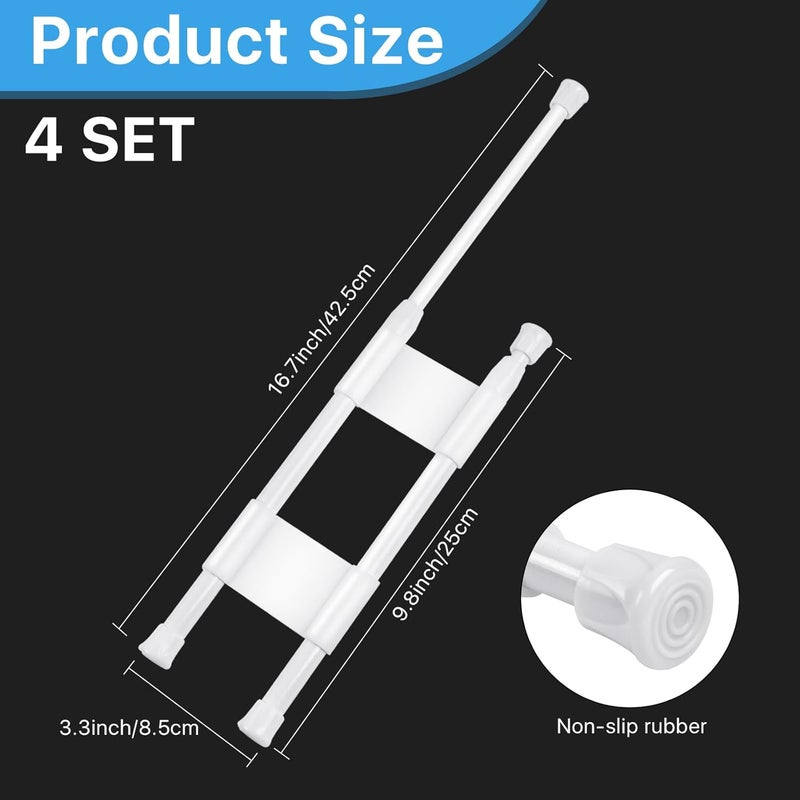 Worldity 4 Set Double Rv Refrigerator Bars, Adjustable Spring Tension Fridge Rod Extendable to 9.8-16.7inch, Non-Slip Rv Refrigerator Accessories, Small Tension Rod for Holding Food Drinks in Place - Image 3